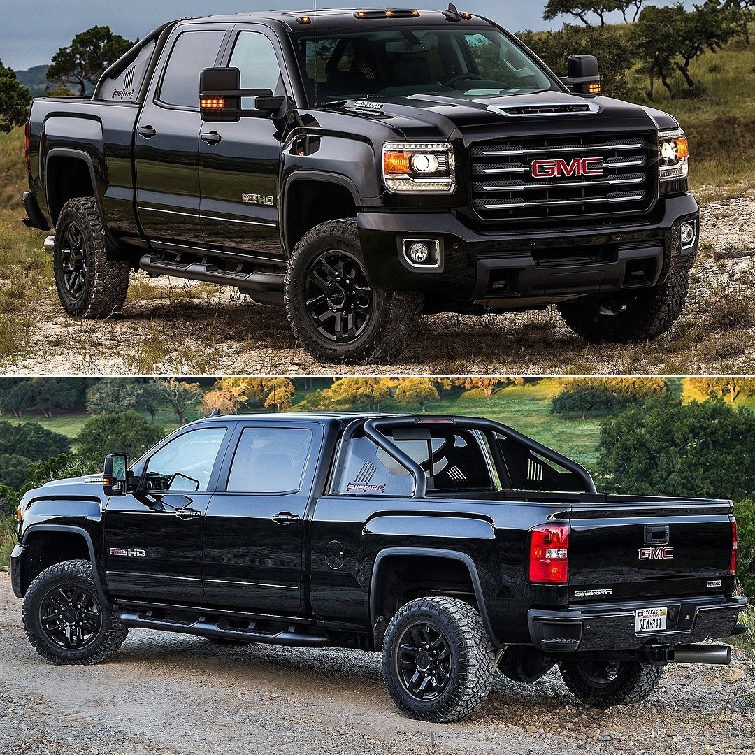 GMC Sierra 2500HD All Terrain X 2017
Essa é versão mais off road da família Sierra HD nos Estados Unidos. A picape vem com opção pelo novo motor turbodiesel Duramax 6.6 V8 com 445 cavalos e 1.234 Nm de torque. Exibe detalhes exclusivos, incluindo rodas aro 18, estribos, santantônio e outros acabamento, tudo na cor preta.

#CarroEsporteClube #GMC #Sierra