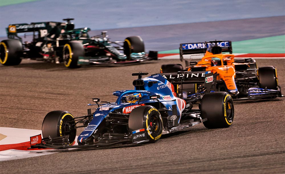 Fernando Alonso durante o GP do Bahrein de Fórmula 1 2021