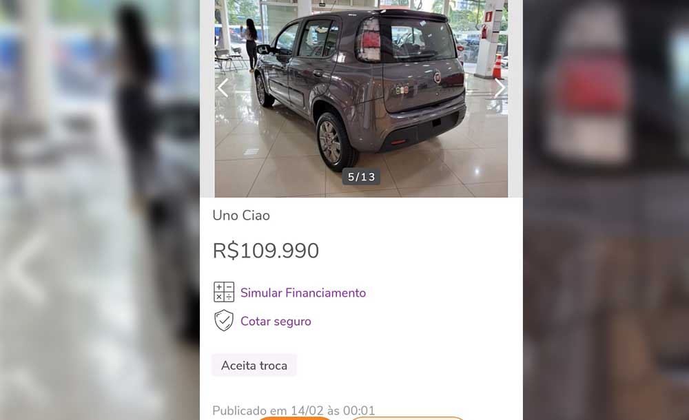 Fiat Uno Ciao é oferecido por R$ 110 mil em revenda de BH