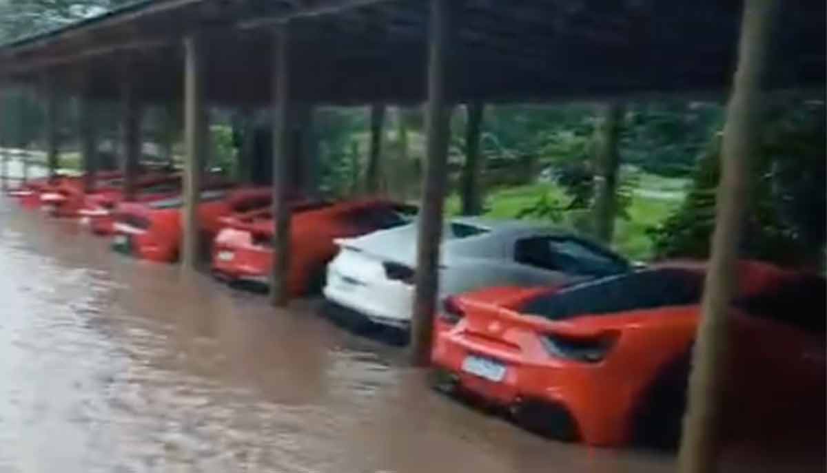 Frota de Ferrari avaliada em R$ 40 milhões é atingida por enchente em SC